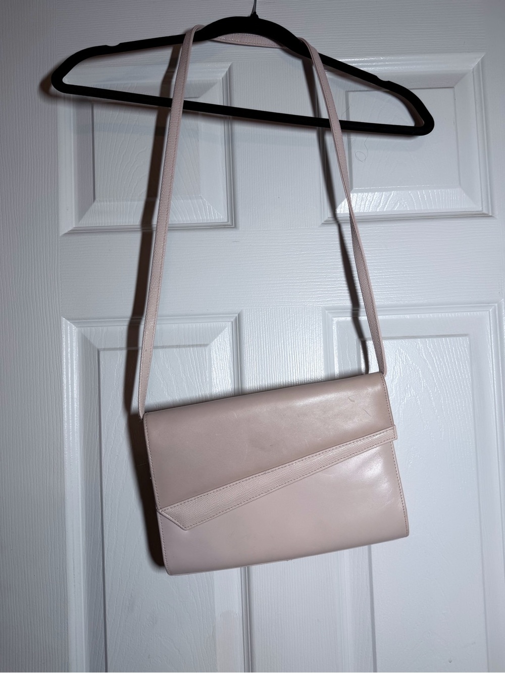 Vintage soft pink Genuine Leather Crossbody Bag